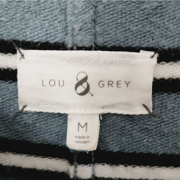 Lou & Grey Striped Short Sleeve Knee Length Dress in Blue Size Medium - Picture 2 of 5